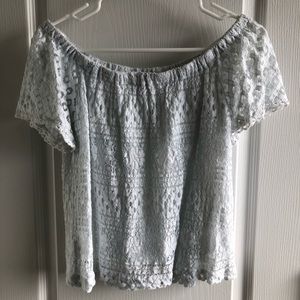 Q&A Maggia lace off-the-shoulder blouse